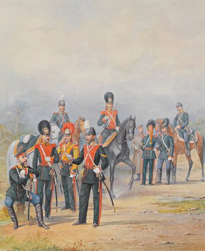 A Group of Officers and Men of the Life Guards Dragoon Regiment by Petr Balashov